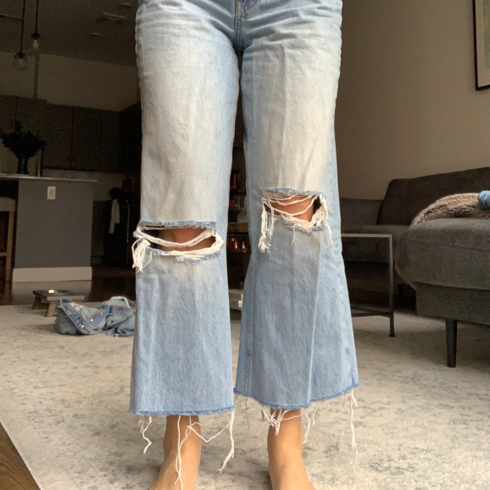 ZARA Hi-Rise Wide Leg Jean Raw Edge - Picture 1 of 5